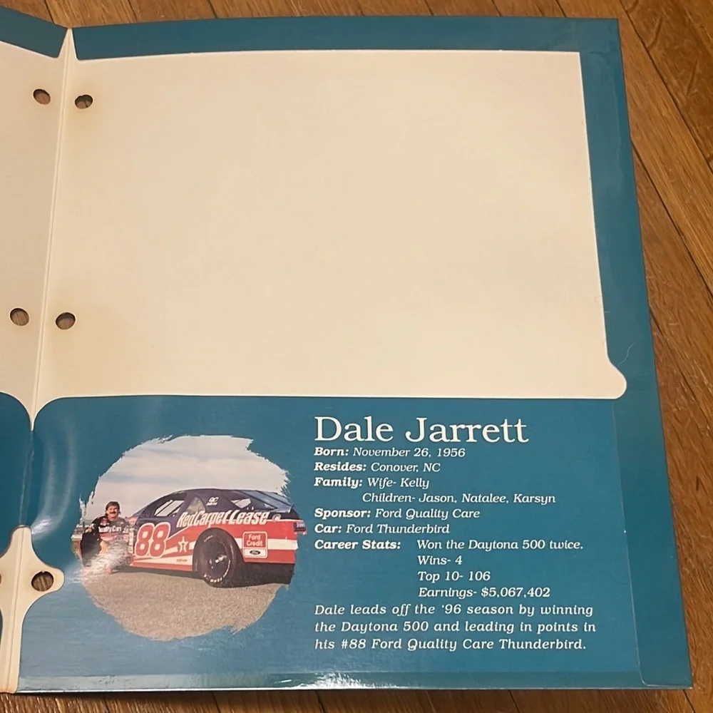 Vintage Dale Jarrett 88 Racing Folder